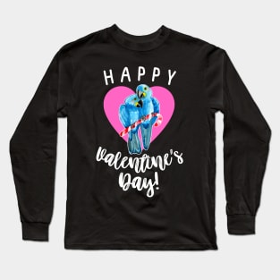 Happy Valentine's Day Hyacinth Macaw Parrot Couple Long Sleeve T-Shirt